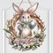 Queekay Easter Wreaths for Front Door Wooden Easter Sign 12.6 x 14.6 Inch Hanging Door Sign Decorations Wreath for Spring Holiday Coffee Shop Bakery(Bunny)
